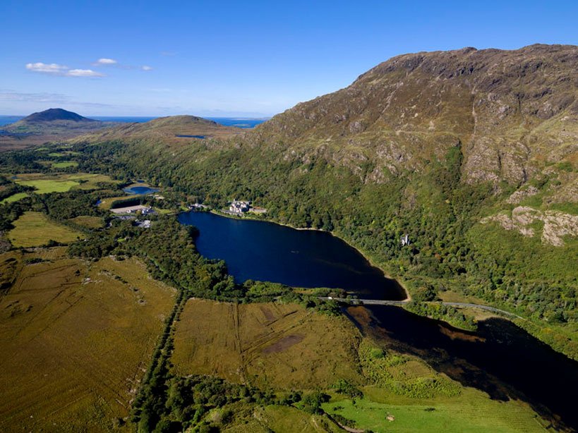 Kylemore Abbey and Lake See from Above