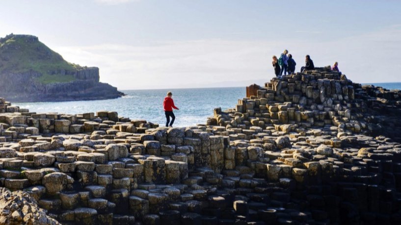 Group of students on a Giant's Causeway Basalts 