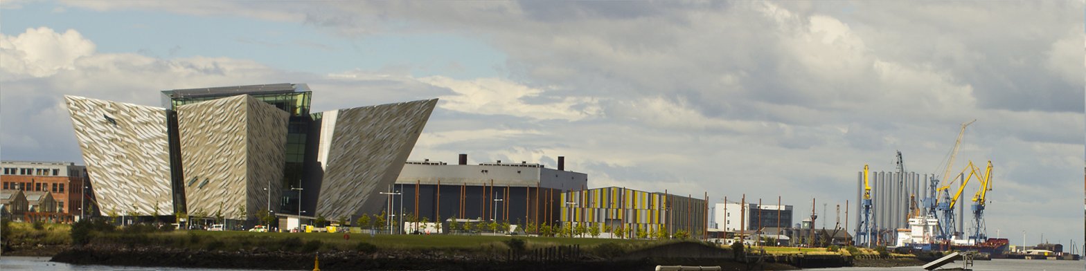 View of the modern Titanic Belfast Museum 