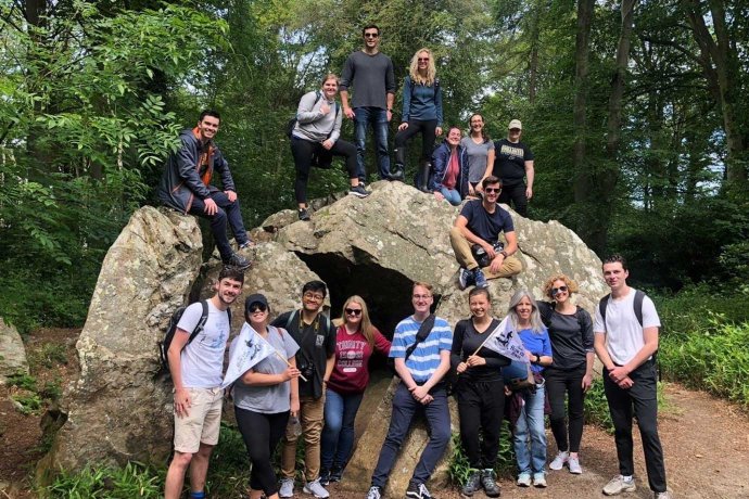 Group of Students around the Rock