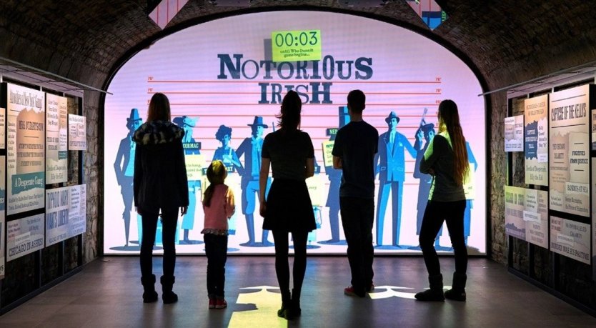 Group Visiting Interactive Exhibition in EPIC Ireland - Notorious Irish Display 