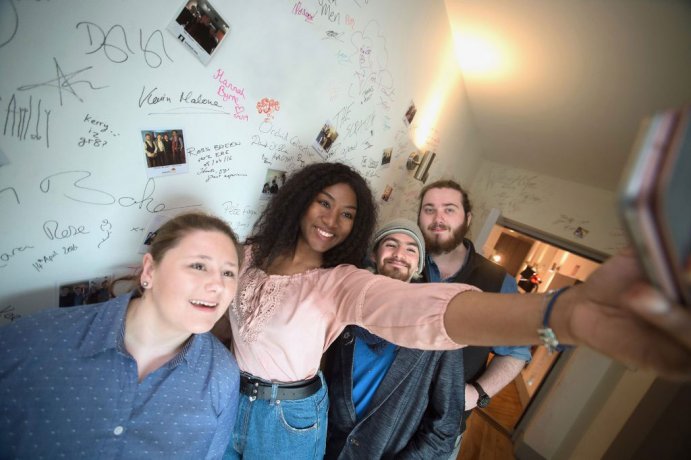 Signatures of Recording Studio Visitors on the Wall 