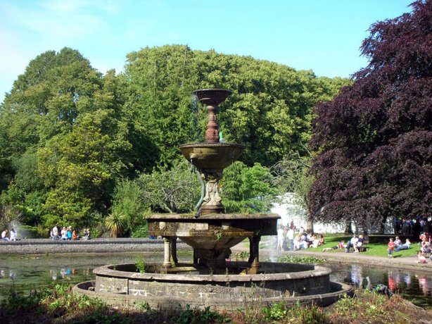 Refreshing fountain in a park