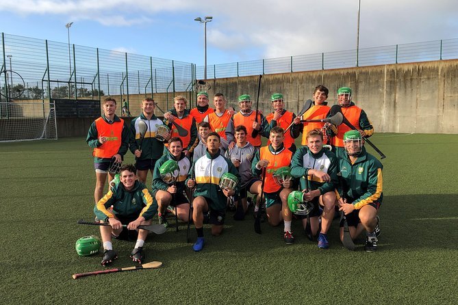 Gaelic Games team presentation photo in a full kit on Astroturf field