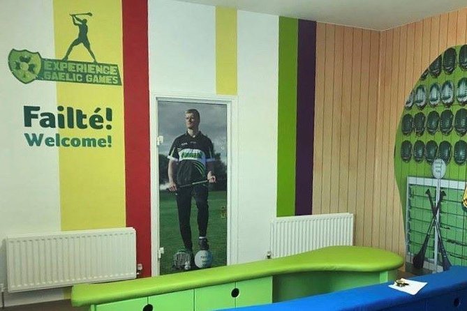 Failté! Welcome! Sign on a club coloured walls of the Gaelic football clubhouse room