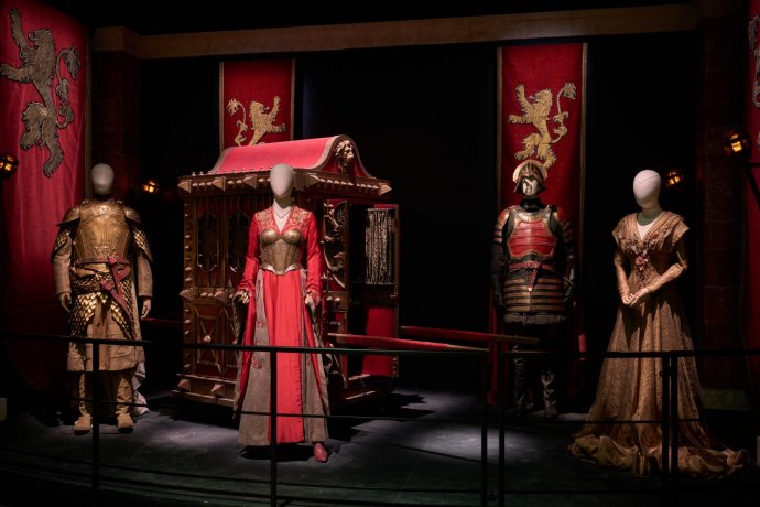 The Arranged Scene From Medieval Times Two Mannequin Soldiers and Two Women 