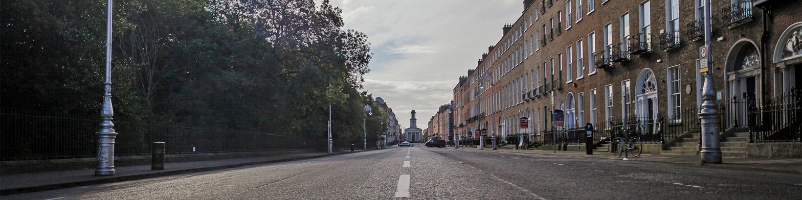 View of the road by Dublin Merrion Sqaure