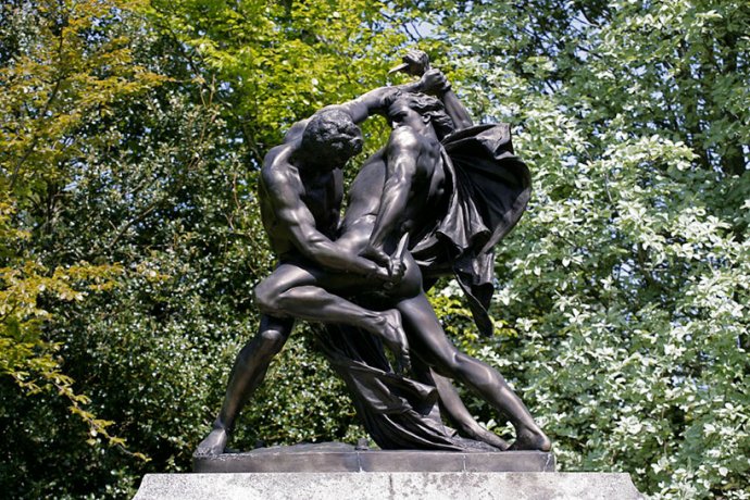 Two Men Fighting with daggers Statue 