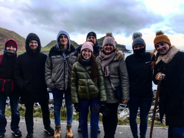 Group of Students on A Walking Tour of the UNESCO Geopark in Northern Ireland