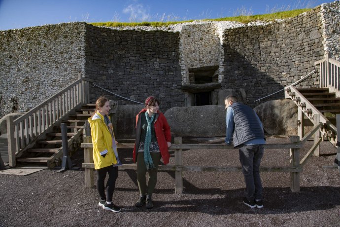 Entry of the Ancient Site of Newgrange in Co Meath on a Sunny Day With Group Visiting 