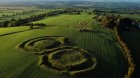 Drone View of the Hill of Tara With Visible Remains of the Settlement - Moat and Circular Walls of the Iron Age Fort