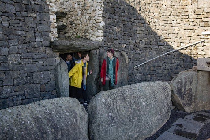 Group of Tourist At the Entry to the UNESCO Heritage Site at Newgrange in Boyne Valley during Sunny Day