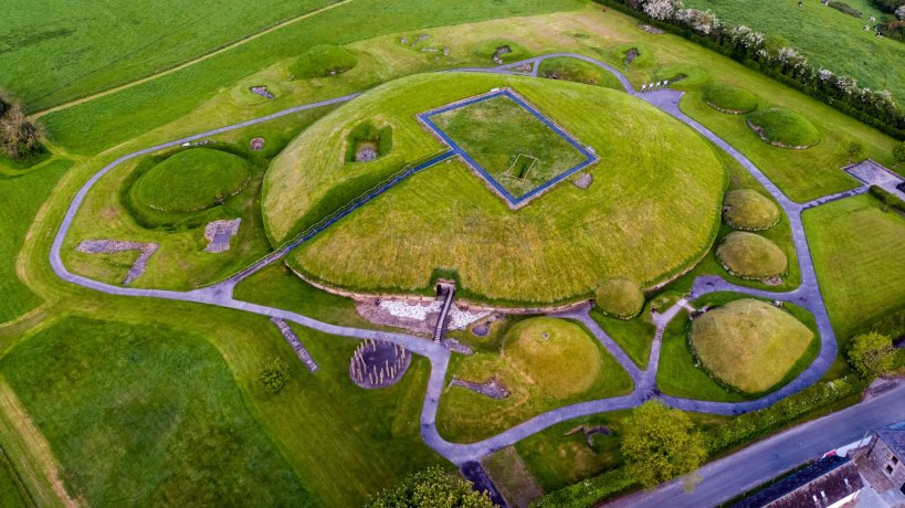 Drone View of The UNESCO Prehistoric Site Knowth in Boyne Valley