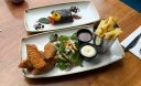 Southern Fried Chicken Tenders served with fries, Warm Belgium Waffle served with Ice-Cream in Caramel Sauce.  Meals for groups staying in Dublin city Hostels