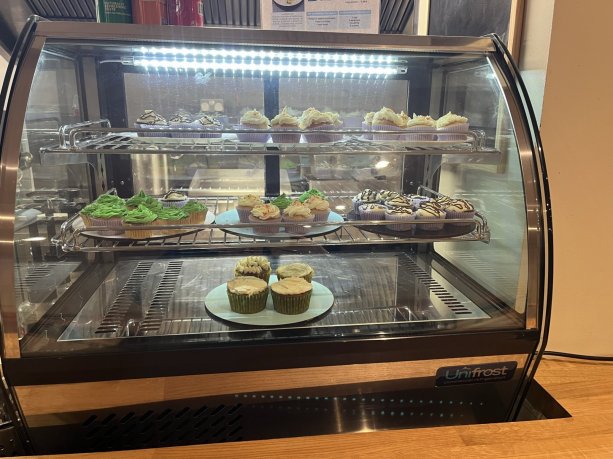 Sweet treats cakes counter at the abbey court hostel new restaurant.  Special group rates for meals in Dublin restaurant