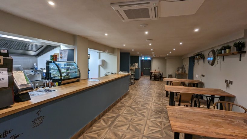 restaurant kitchen area at the Abbey Court Hostel in Dublin. Ready for groups staying in Dublin city centre