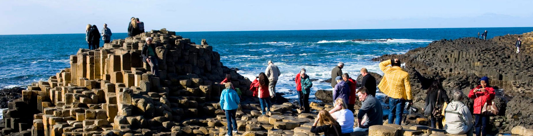Group of Visitors on the Basalt Columns of the Giant's Causeway