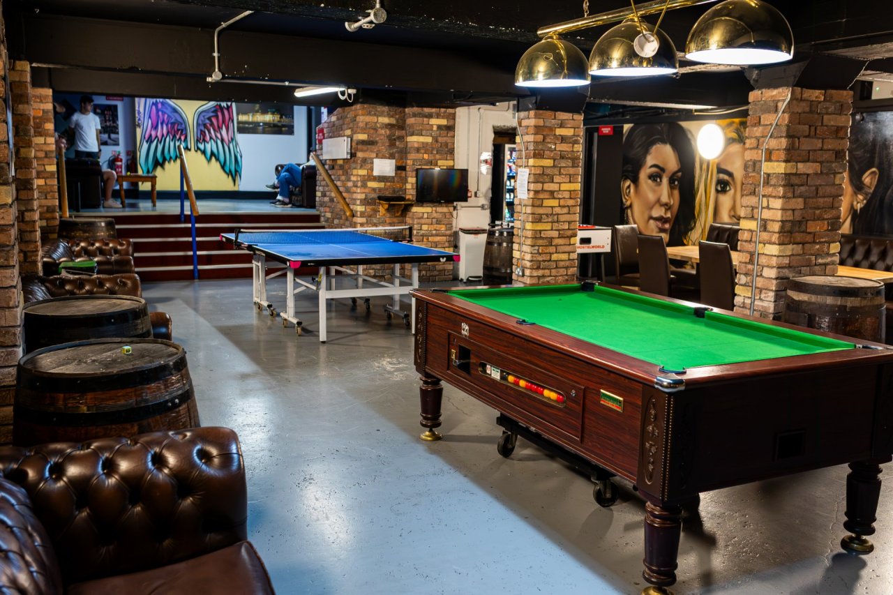 Pool Table in the Games Room at the Abbey Court Hostels in Dublin