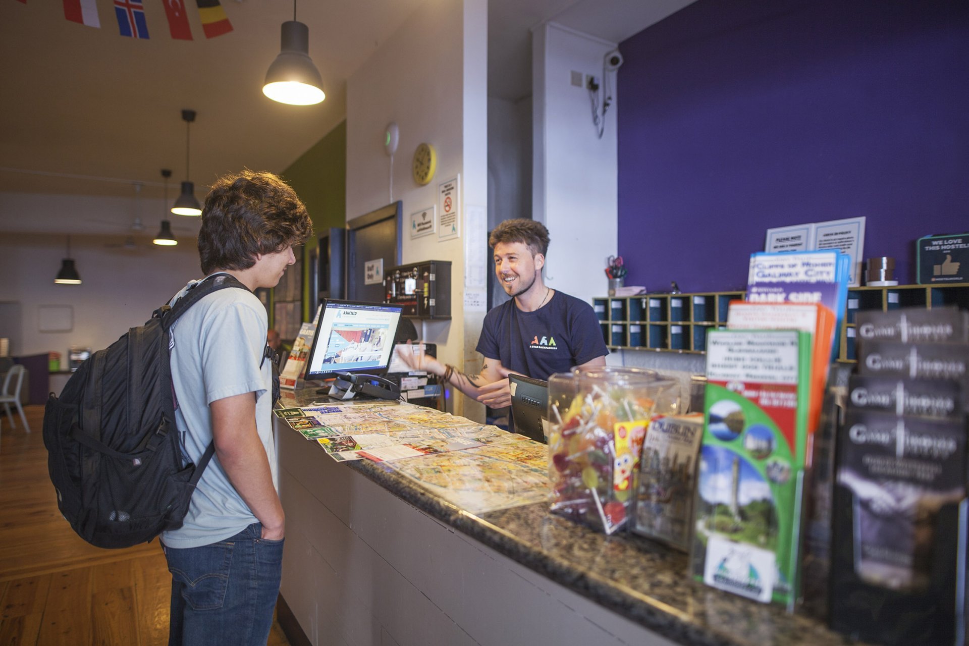 Service at the Reception Desk in Dublin Hostel