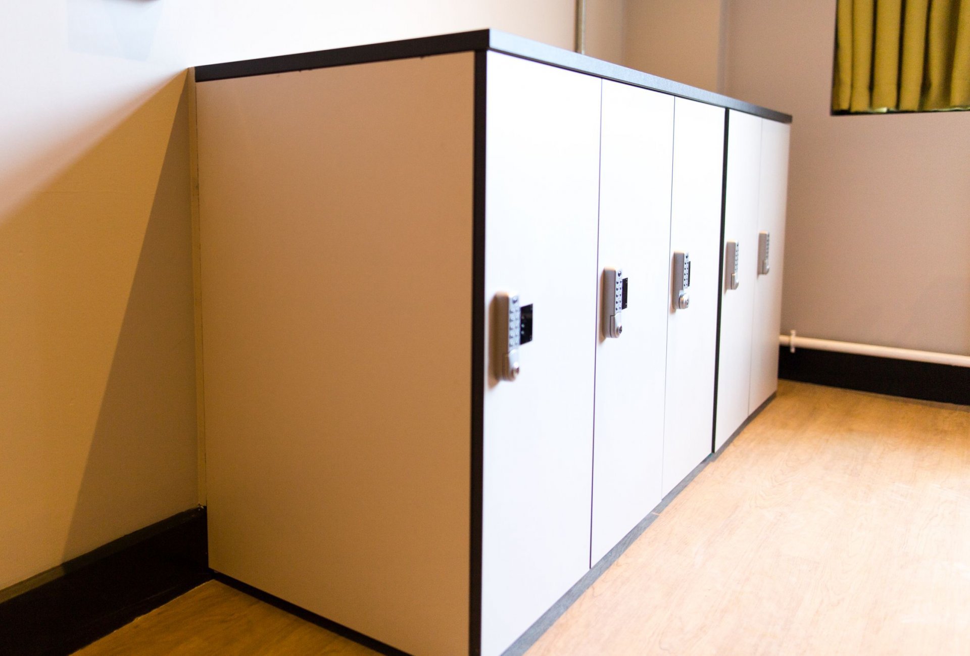 Security Lockers in the corner of the five pod room in dublin's hostel 