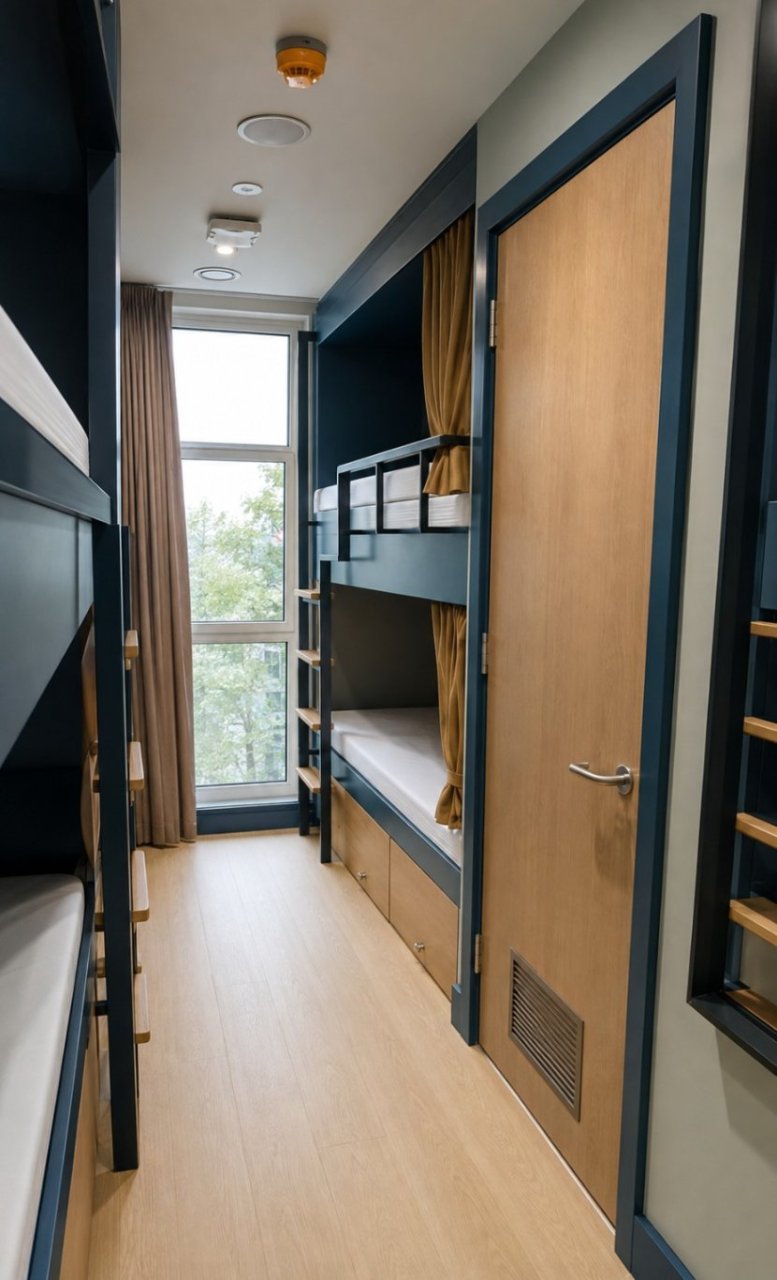 New Dublin Hostel For Groups 6 Person Room Interior with Shower and Loo