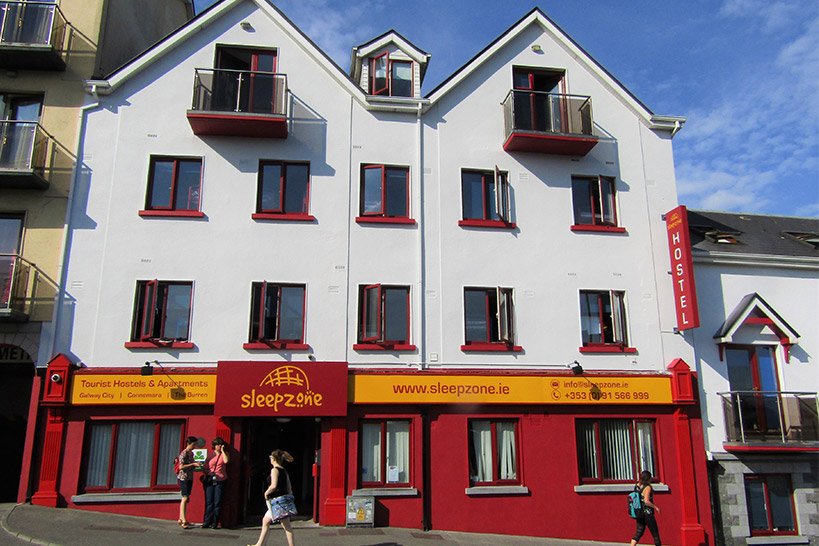 Hostel in Galway Facade of Sleepzone Hostel offering Grooup Accommodation 