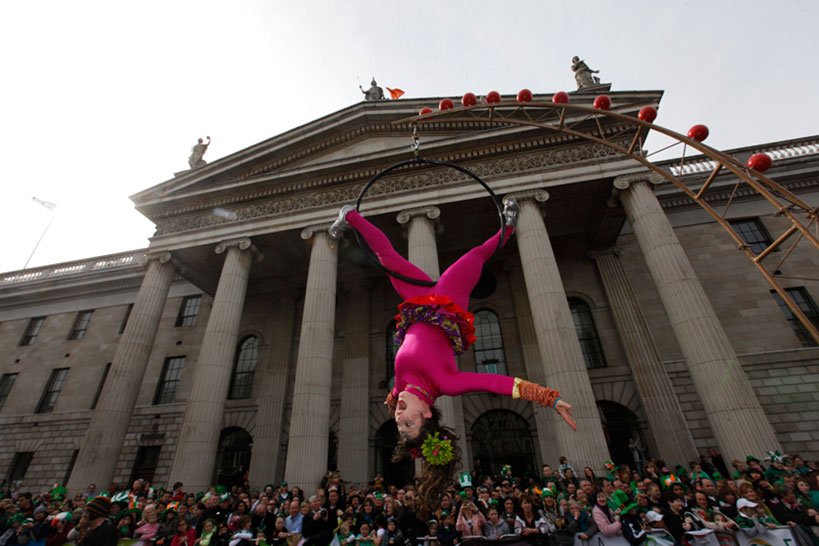 Air acrobat on St Patrick's Day celebration 