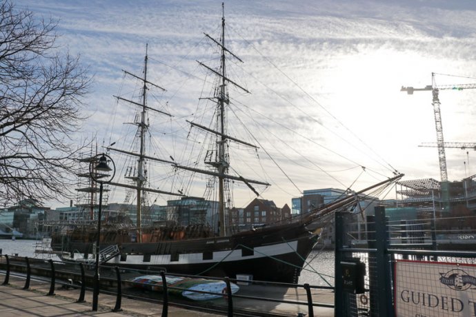 The Jeanie Johnston Tall ship at quay on the river Liffey