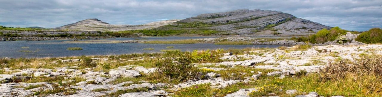 Beautiful Burren Coastline landscape in the West of Ireland Rocky landscape in the Burren Unesco geopark