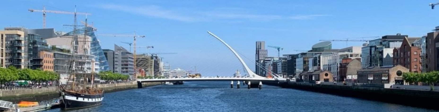 Panoramic view over the Jeanie Johnston and the Samuel Beckett bridge