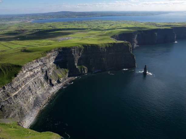 Panoramic Aerial view of the Cliffs of Moher